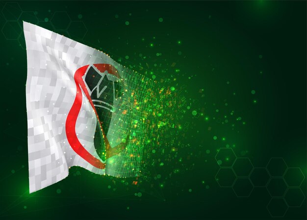 No war, 3d flag on green background with polygons