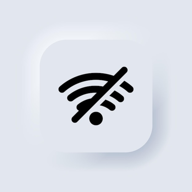 No wifi signal icon. Connection error. Elements for mobile concepts and web apps. Neumorphic UI UX white user interface web button. Neumorphism. Vector EPS 10.