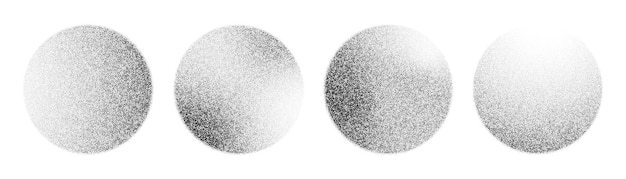 Noise grain circle pointillism background of gradient dots pattern vector dotwork Grainy noise sphere with stipple texture or grain noise halftone effect
