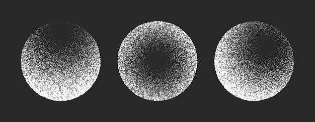 Noise Textured Sphere Form In Various Positions Vector Black White Background