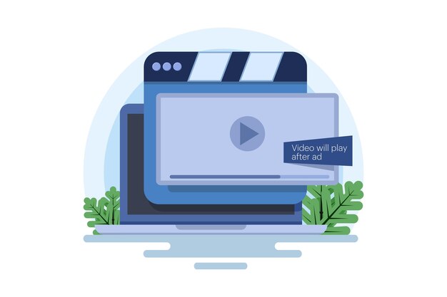 nonskippable instream video ad concept or short ad that viewers have to watch during the video