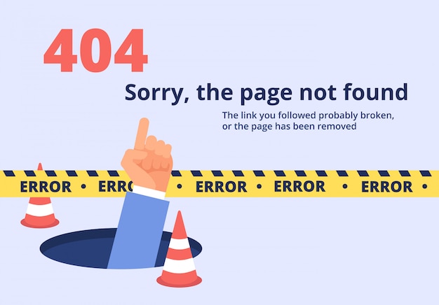 not found concept. 404 error page design with hand holding message. vector background