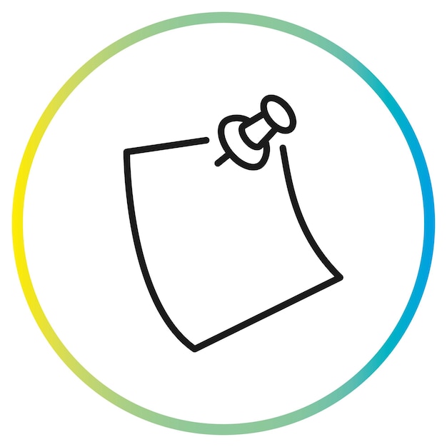 note paper with pushbutton icon reminder sticker pinned