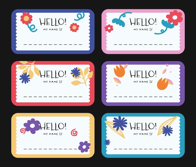 Notebook labels with cute kids icons subjects colorful design template for school book labels