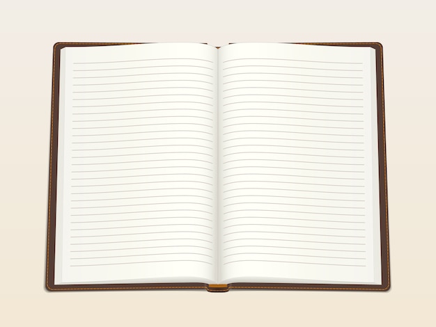 Notebook, opened in the middle. Realistic vector illustration.