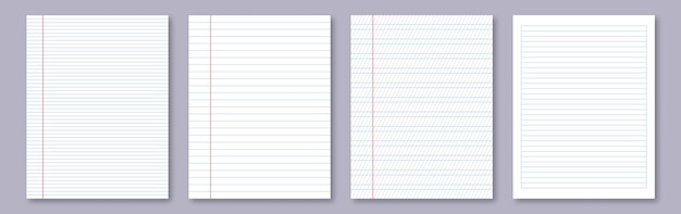 Notebook paper collection Letter format realistic lined notepapers