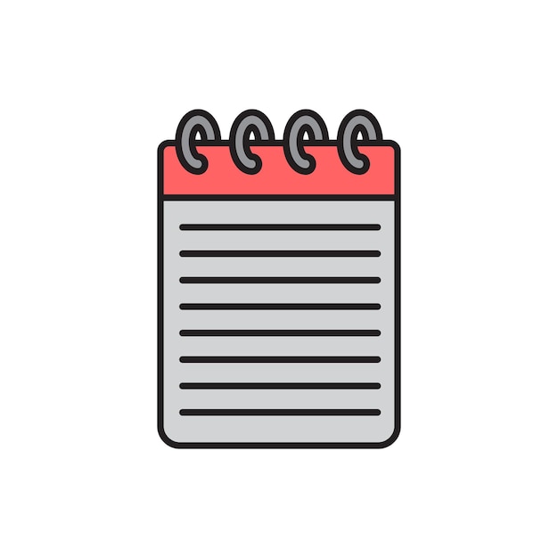 Notepad colored vector icon on white background