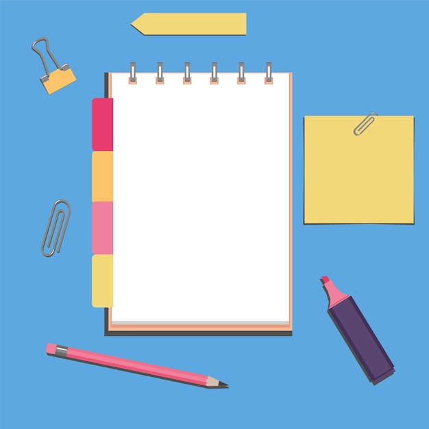 notepad notebook icons desktop online task business drawings vector illustration