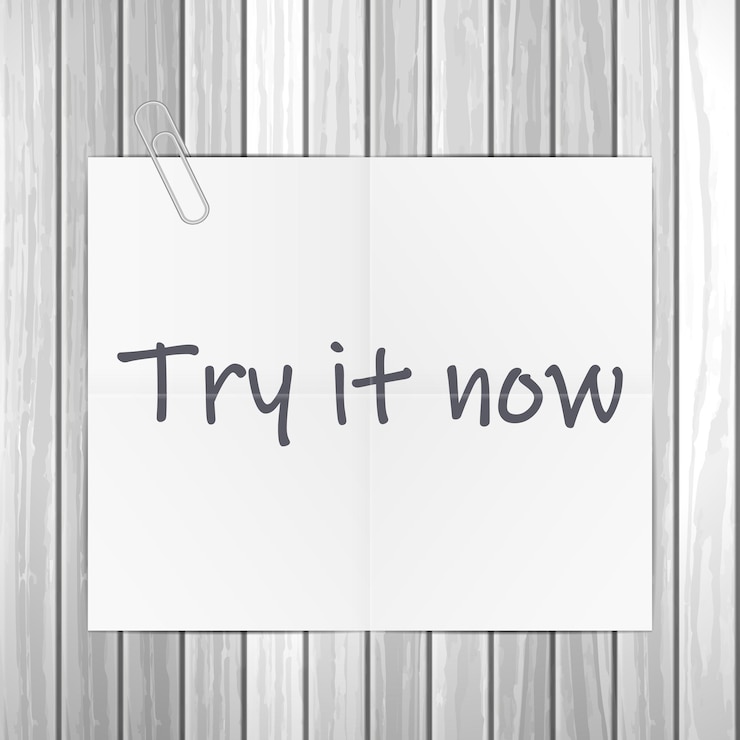 Vektör notepad try it now text