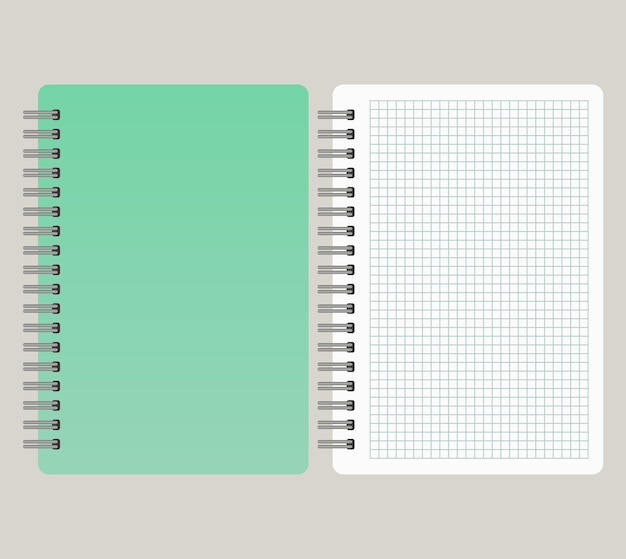 notepad with a green cover and with a binding from left side vector illustrationxa