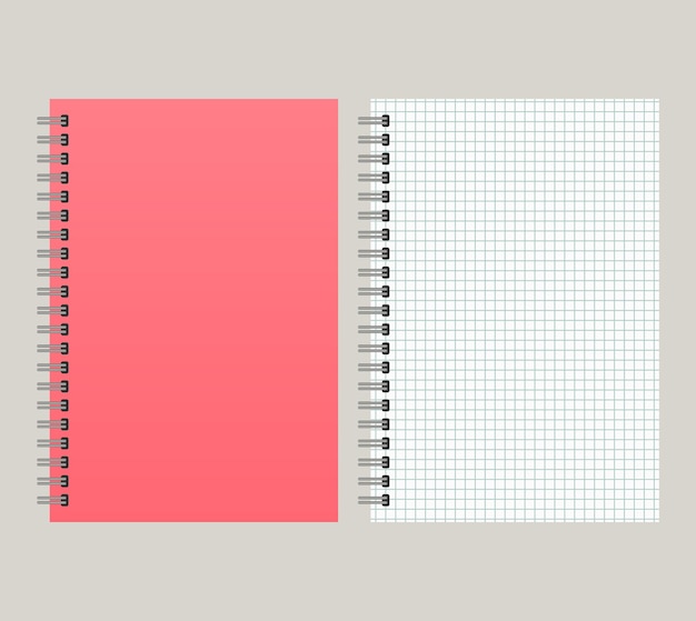 notepad with a red cover and with a binding from left side vector illustrationxa