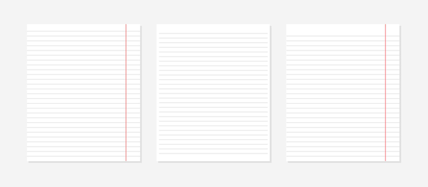 notepaper with margin in line. vector flat illustration. school concept