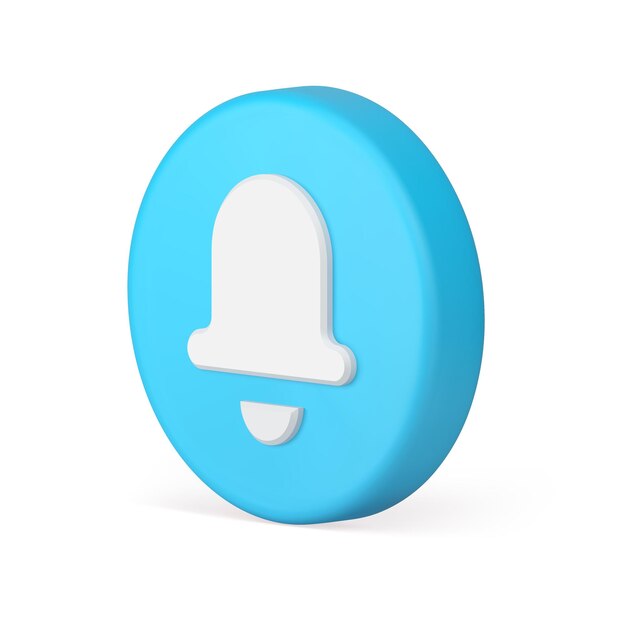 Notification sound alert signal reminder ring bell blue circle button isometric 3d icon vector