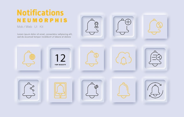 notifications set icon alert bell reminder schedule system updates mobile alerts app notifications important messages cloud sync time management