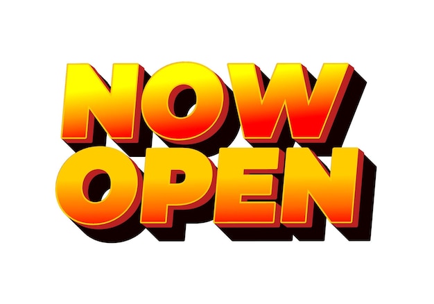 now open text effect in 3d style with good colors