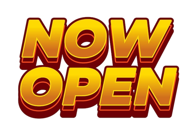 now open text effect in 3d style with good colors