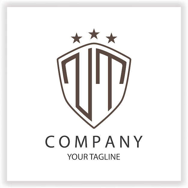 nt logo monogram with shield shape isolated black colors on outline design template premium elegant template vector eps 10
