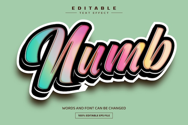 Numb 3D editable text effect template