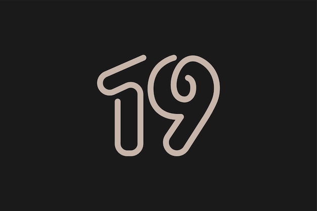 Number 19 Logo modern and creative number 19 multi line style usable for anniversary and brand logos