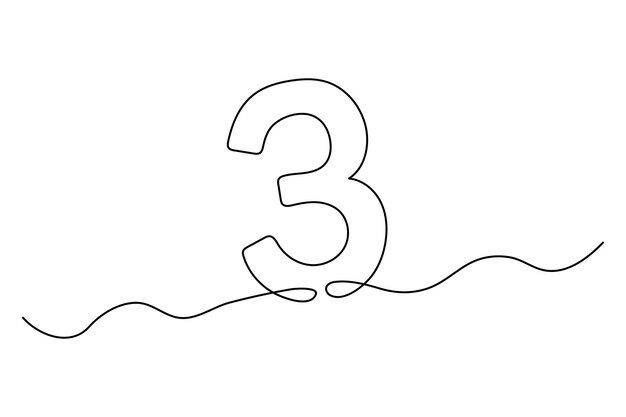 Number 3 in continuous line drawing style editable One line drawing of number 3 icon Vector