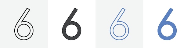 number 6 icon vector set use for web ui or app