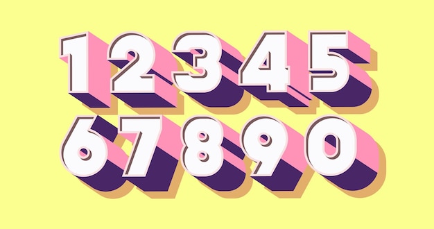 number set 3d bold color style modern typography for game poster birthday decoration animation t shirt racing promotion banner printing cool font vector 10 eps