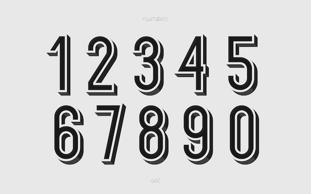 Number set 3d bold style modern typography for animation t shirt racing game poster birthday decoration promotion sale banner printing on fabric Cool font vector 10 eps
