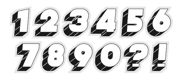 Number set 3d style modern typography