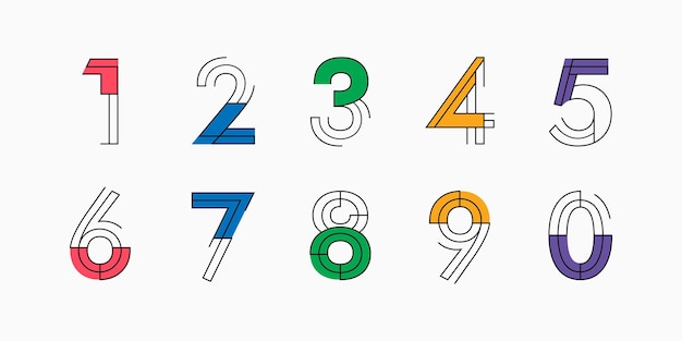 number set vector font alphabet modern dynamic flat design with brilliant colorful for your unique