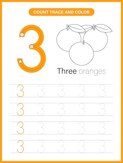 number trace and colour worksheet