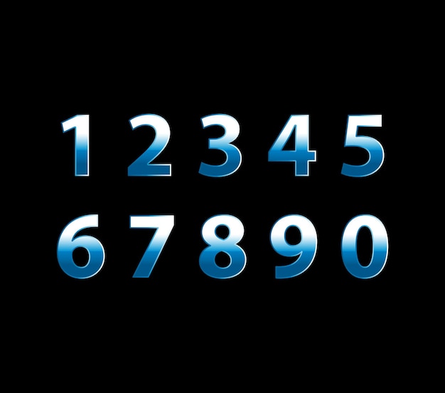 number zero to nine gradient blue acqua dark background
