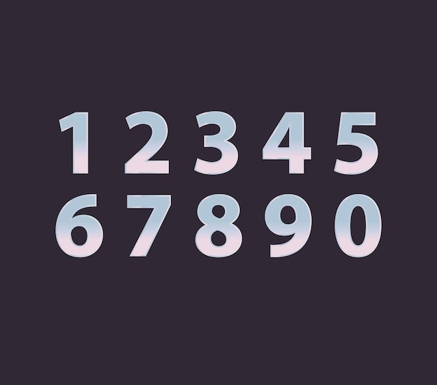 number zero to nine gradient blue and pink purple background