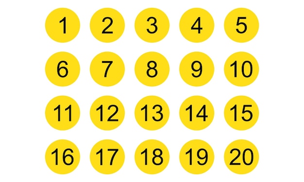 Numbered Circles from 1 to 20