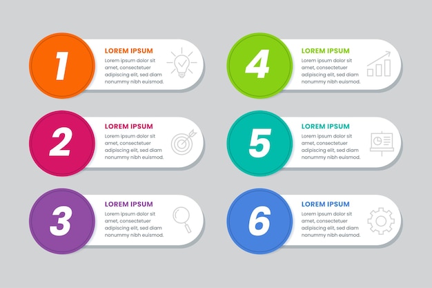 Numbers infographic for business options steps processes
