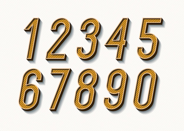 numbers set bold trendy typography color style consisiting of 1 2 3 4 5 6 7 8 9 10 for logo poster t shirt book sale banner printing on fabric birthday card modern font vector 10 eps