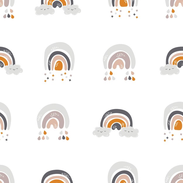nursery boho rainbow seamless pattern minimalist arch abstract baby room pattern stock modern