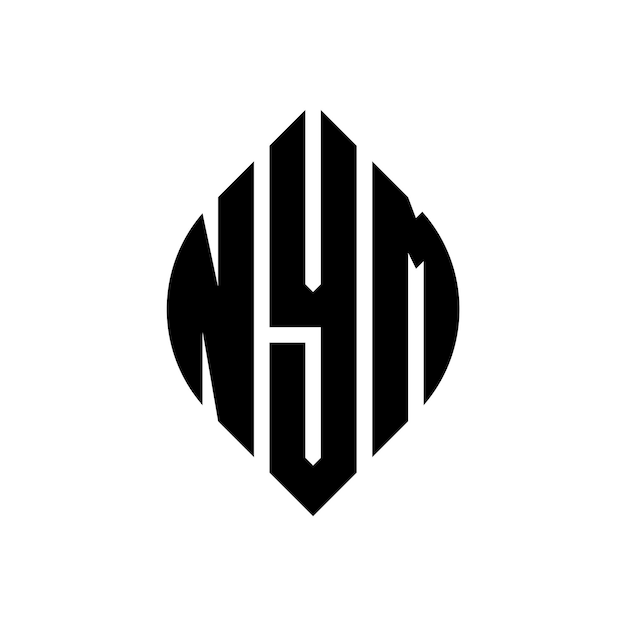 NYM circle letter logo design with circle and ellipse shape NYM ellipse letters with typographic style The three initials form a circle logo NYM Circle Emblem Abstract Monogram Letter Mark Vector