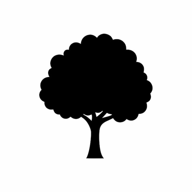 oak tree silhouette vector line art