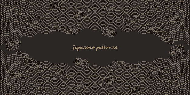 Ocean wave background vector design in Japanese oriental illustration pattern