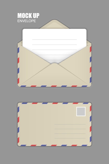 Ocher Open and close Envelopes with clean Letter Template for Your Business Vector illustration