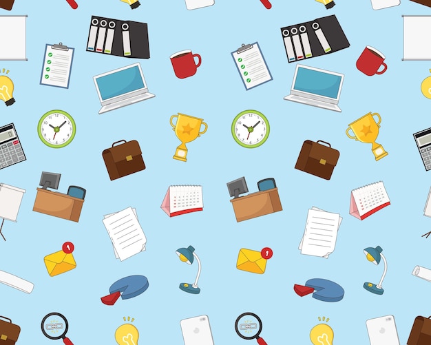 office items seamless pattern