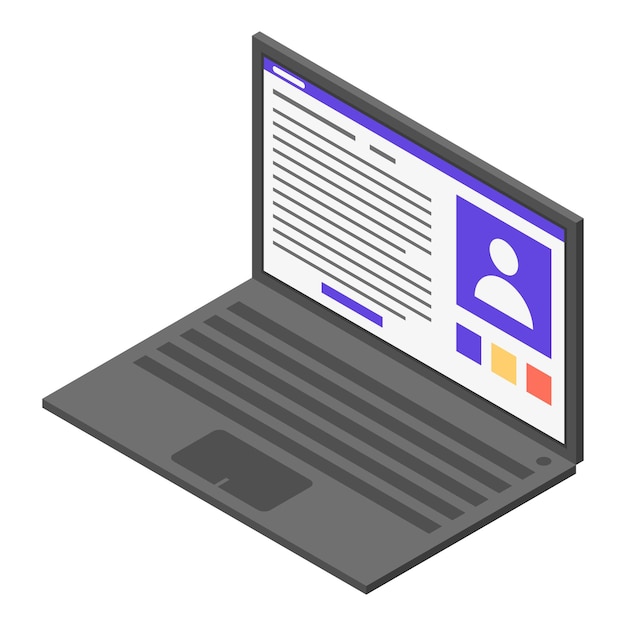 Office laptop icon Isometric of office laptop vector icon for web design isolated on white background