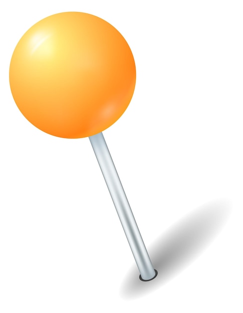 office push pin with realistic shadow color tack mockup isolated on white background
