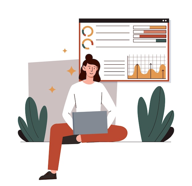 Office scene concept teamwork colleagues and partners financial occupation woman with laptop analyze