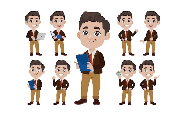 Office worker with different poses