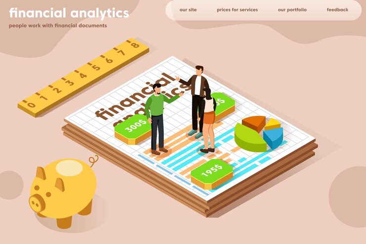 Vektör office workers engaged in financial analytics, isometric illustration.