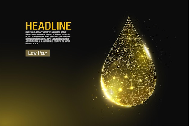 Oil droplet wireframe. Low poly style design.