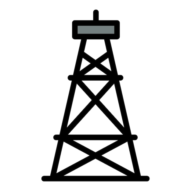 Oil station tower icon Outline Oil station tower vector icon for web design isolated on white background color flat