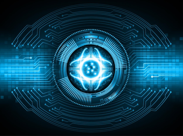 Øje, cyberkredsløb, fremtidsteknologi, konceptbaggrund