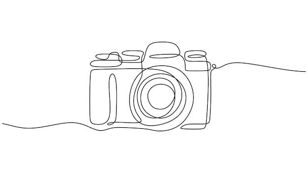 Old camera one line drawing Vector editable stroke hand drawn continuous sketch minimalist and simple desgin